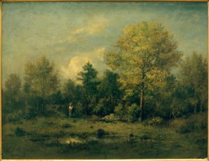 森の中の池のある風景 作： Narcisse Diaz de la Pena