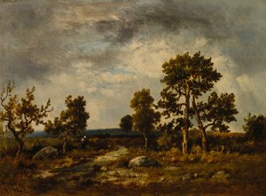 バイパーの池の近くの道、フォンテーヌブローの森、c。 1860年代。 作： Narcisse Diaz de la Pena