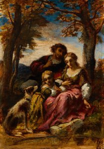 風景の中の人物と犬、1852年。 作： Narcisse Virgile Diaz de la Peña