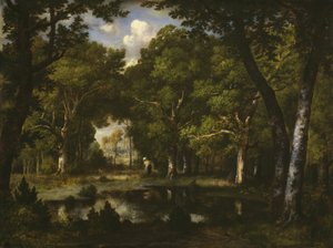 森の中の池、1862 年。 作： Narcisse Virgile Diaz de la Peña