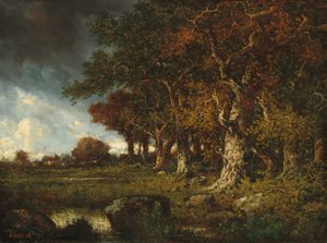 レ モン ジラールの森の端、フォンテーヌブロー、1868 年。 作： Narcisse Virgile Diaz de la Peña