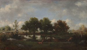 牡鹿のいる森の風景 作： Narcisse Virgile Diaz de laPeña