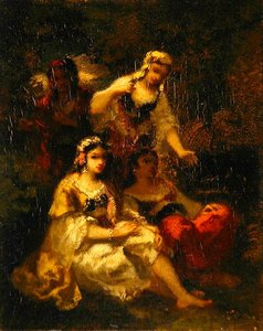 スペインの4人の乙女たち」1844-60年頃（パネルに油彩 作： Narcisse Virgile Diaz de la Peña