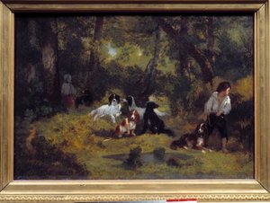 犬のヴァレットの絵 ナルシス・ディアス・デ・ラ・ペナ（1807-1876）（バルビゾン出身） 19世紀 日 0,29x0,42 m パリ、ルーヴル美術館 作： Narcisse Virgile Diaz de la Peña
