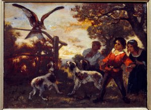 ハヤブサの子供たちディアス・デ・ラ・ペナ（1807-1876）の絵画