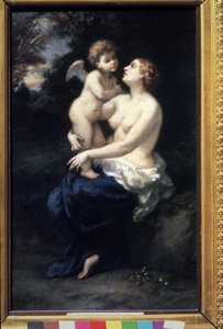 「キューピッドを膝の上に乗せたヴィーナス」（キューピッドを膝の上に乗せたヴィーナス）。 Narcissus Virgilio Diaz de la Pena (1807-1876) の絵画 19 世紀 プーシキン美術館、モスクワ 作： Narcisse Virgile Diaz de la Peña