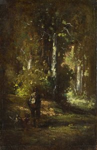 ハンターと一緒に森の中を見る 作： Narcisse Virgilio Diaz de la Peña, Alexandre Gabriel Decamps