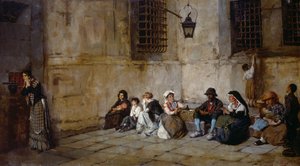 ナターレ・アタナシオ（1846-1923）による、待機、囚人の親戚 作： Natale Attanasio