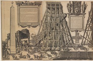 サンピエトロ広場のオベリスクの建立 作： Natale Bonifazio da Sebenico