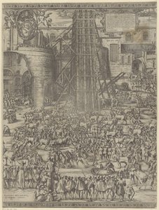 サンピエトロ広場のオベリスクの建立 作： Natale Bonifazio da Sebenico