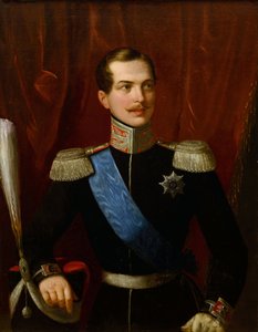 アレクサンドル2世（ロシア皇帝） - 皇太子アレクサンドル・ニコラエヴィチ（1818-1881）の肖像 par Schiavoni, Natale（1777-1858）。油彩・キャンバス