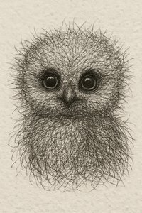 ふわふわでかわいい赤ちゃんフクロウ 作： 