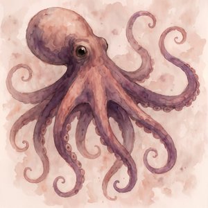 優雅な水彩画のタコ 作： 