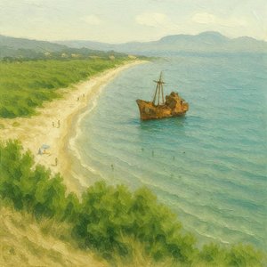 のどかな難破船のビーチ 作： Natalie Bruns