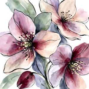 ピンクの水彩の花