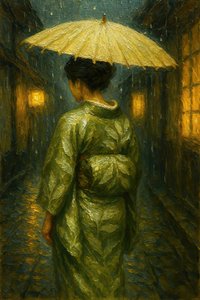 雨の夜の着物散歩 作： Natalie Bruns