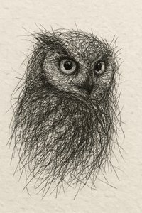 落書きされたフクロウの視線 作： 