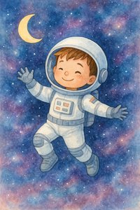 笑顔の宇宙飛行士の少年 作： 
