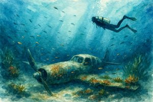水中の飛行機残骸 作： 