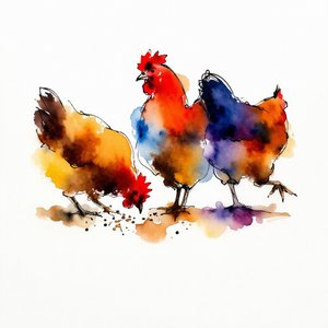 活気あふれる農場の鶏たち