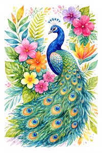 鮮やかなクジャクの花 作： Natalie Bruns