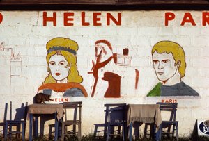 トルコ、トロイのヘレン・カフェの壁画 作： Nathan Benn
