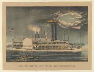 ミシシッピ川の月明かり、1872-74年、1872-74年。 作成者: ナサニエル カリアー、ジェームズ メリット アイヴス、カリアー アンド アイヴス。