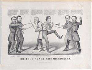 The True Peace Commissioners, 1865., 1865. 作成者: Nathaniel Currier、James Merritt Ives、Currier and Ives。 作： Currier and Ives