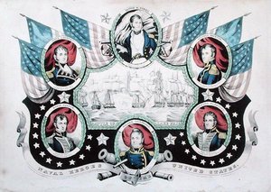 エリー湖の戦いと米海軍の英雄たちの肖像画 作： Nathaniel Currier