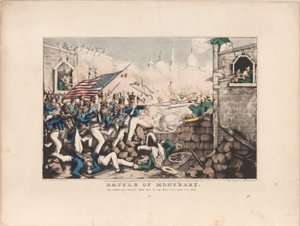 モントレーの戦い / 1846 年 9 月 23 日、メイン広場に押し寄せるアメリカ軍 作： Nathaniel Currier
