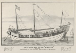 1847 年 7 月 13 日、ニューヨーク港に現れた中国のジャンク キーイング - キャプテン ケレット - . 作： Nathaniel Currier