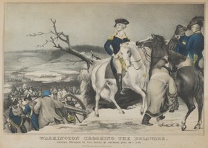 1847 年 12 月 25 日、トレントンの戦いの前夜のデラウェア州を横断するワシントン。