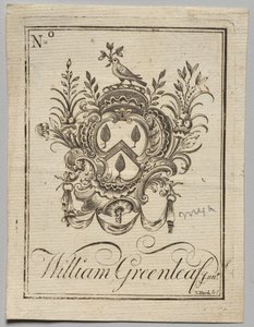 ブックプレート: William Greenleaf Jun.r が刻まれた紋章 作： Nathaniel Hurd