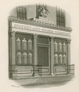 ゴッドフリーとクック、化学者、コンジットストリート、ロンドンの店頭 作： Nathaniel Whittock