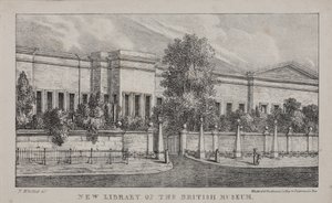 大英博物館の新図書館の眺め、1830年頃（リトグラフ 作： Nathaniel Whittock