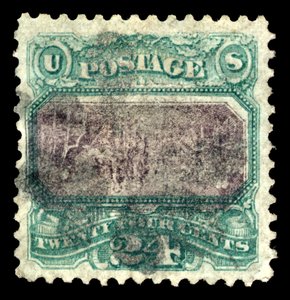 24c 独立宣言 G グリル反転エラー シングル、1869 年。 作： National Bank Note Company