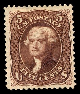 5c トーマス・ジェファーソンのリイシュー・シングル、1875年。