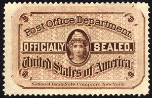 郵便局のシール、1877 年。 作： National Bank Note Company