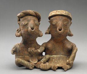 マトリモニアルペアに参加、紀元前300年-西暦300年（スリップ付き陶器） 作： Nayarit Nayarit