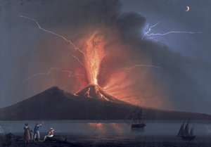 ナポリ：ヴェスヴィオ噴火、1822年10月22日（ガッシュ） 作： Neapolitan School