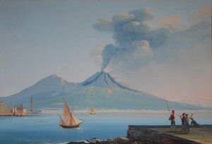 ヴェスヴィオ山のあるナポリ湾の眺め（油彩・キャンバス