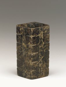 トールチューブ（cong）タイ湖地域、良珠文化、紀元前3300〜2250年（翡翠） 作： Neolithic Period Chinese School