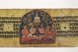 仏舎利塔の崇拝、1659年（紙に不透明なトイレとインク） 作： Nepalese School