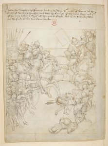 コットン ジュリアス E. IV、アート。 6、「ビーチャムのページェント」、1483年頃（ベラムにインク） 作： Netherlandish School