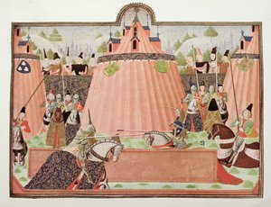 Harl 4379 f.43 「フロワサールのクロニクル」より、サン イングヴェルトでのトーナメント、ブルージュ 作： Netherlandish School