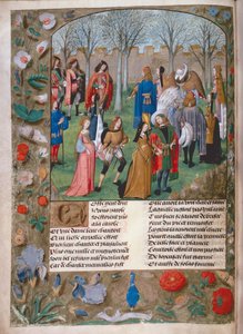 Harl 4425 f.14v 庭のキャロル、「Roman de la Rose」、ブルージュ、c.1490-1500（ベラム） 作： Netherlandish School