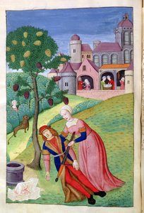 Ms 324 f.44 v。Alcithoe、Pyramus、Thisbe、マルベリーの木の色が変わる、OvidによるMetamorphoses、1479