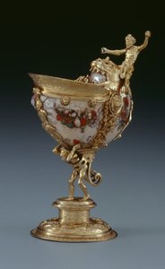 ノーチラスカップ、1560年頃（金メッキシルバー、ノーチラス＆塗装されたマザーオブパール）