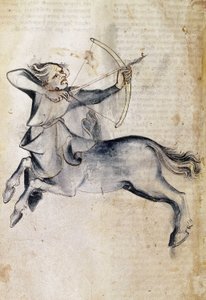 Sloane 3983 f.9v 射手座の描画。 ペルシャの占星術論文「Liber Astrologiae」（ベラム）の翻訳から