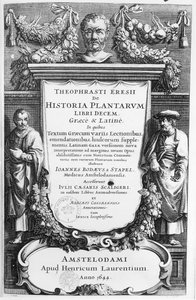 Theophrastus（c.372-c.287 BC）による植物の歴史のボリュームインデックス、1644年にアムステルダムで公開 作： Netherlandish School